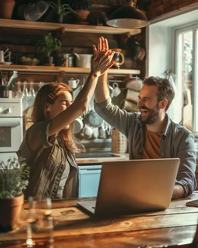 Couple celebrating debt freedom